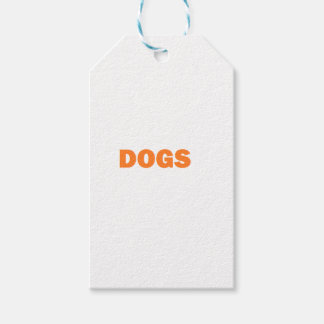 DOGS-woord in geel Cadeaulabel