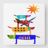 Dog's World Vierkante Klok (Voorkant)