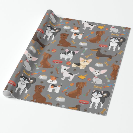 Dogs Wrapping Paper Cadeaupapier (Uitgerold)