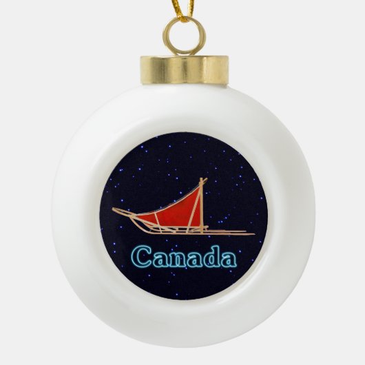 Dogsled Keramische Bal Ornament (Voorkant)