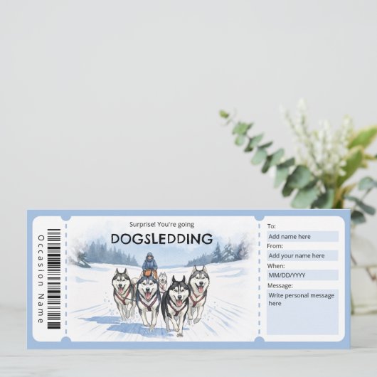 Dogsledding Gift Certificate Kaart (Staand voorkant)