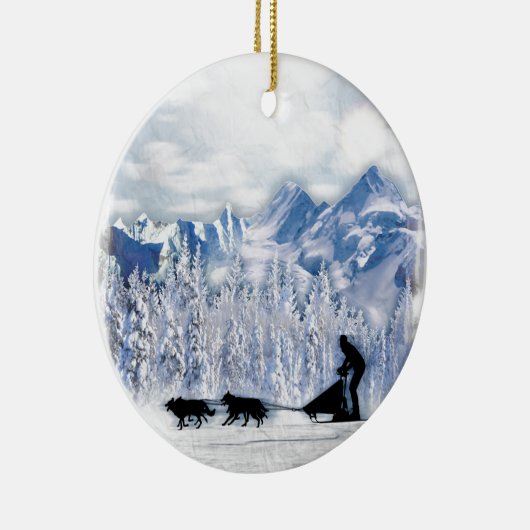 Dogsledding Keramisch Ornament (Rechts)