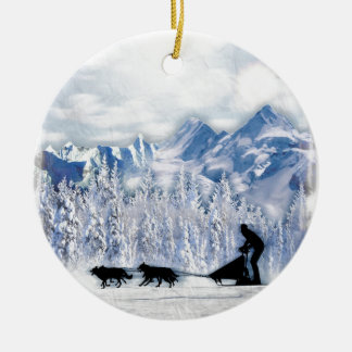 Dogsledding Keramisch Ornament