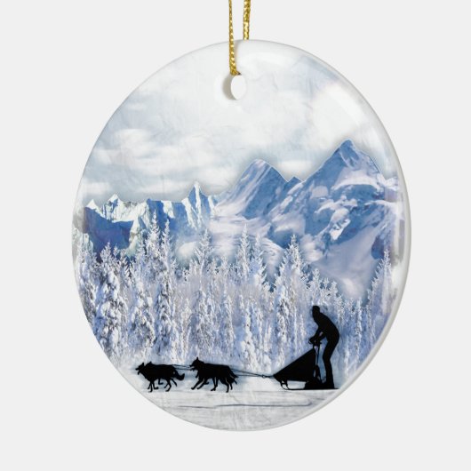 Dogsledding Keramisch Ornament (Links)