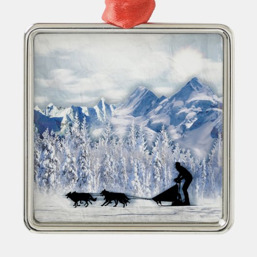Dogsledding Metalen Ornament (Voorkant)