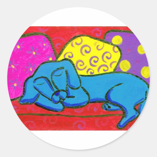 DogTired Ronde Sticker (Voorkant)