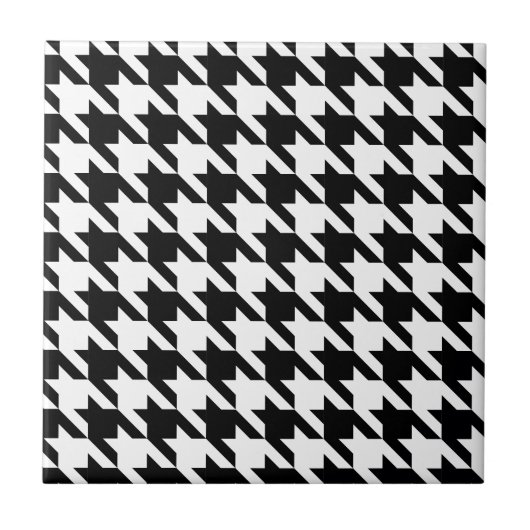 Dogtooth, Houndstooth-patroon in zwart-wit Tegeltje (Voorkant)