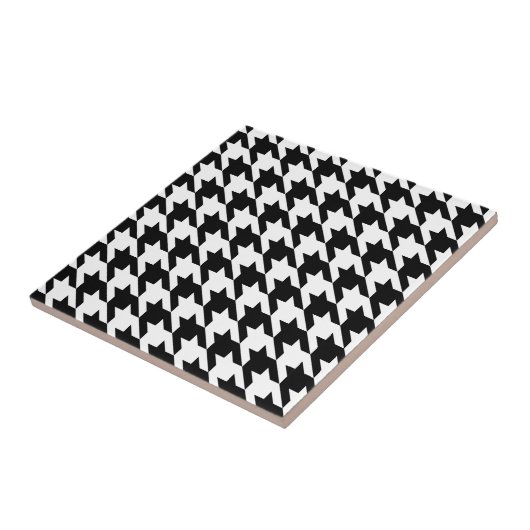 Dogtooth, Houndstooth-patroon in zwart-wit Tegeltje (Zijkant)