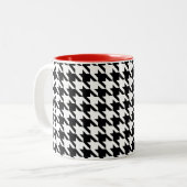 Dogtooth, Houndstooth-patroon in zwart-wit Tweekleurige Koffiemok (Voorkant links)
