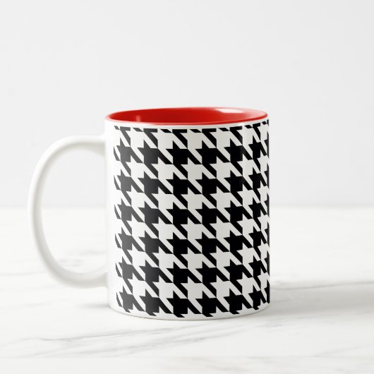 Dogtooth, Houndstooth-patroon in zwart-wit Tweekleurige Koffiemok (Links)
