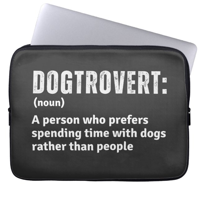 Dogtrovert Definitie Grappige Introverte Hond Oude Laptop Sleeve (Voorkant)