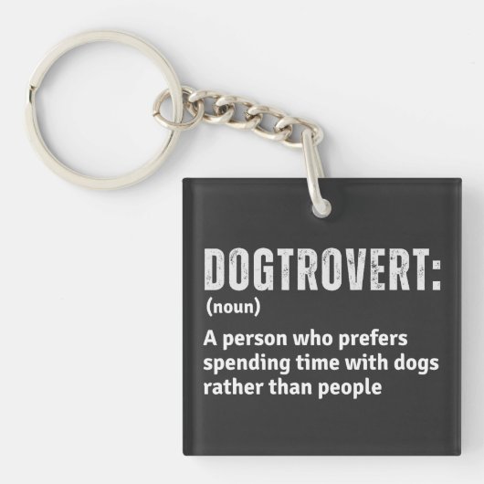 Dogtrovert Definitie Grappige Introverte Hond Oude Sleutelhanger (voorkant)