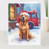 Dogue de Bordeaux Brandweerkazerne Kerstman Hoed Kaart (Voorkant)