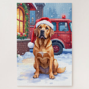 Dogue de Bordeaux Brandweerkazerne Kerstman Hoed Legpuzzel