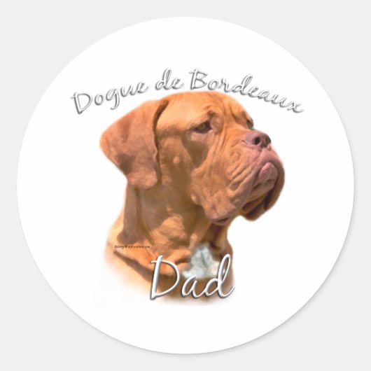 Dogue de Bordeaux Dad 2 Ronde Sticker (Voorkant)