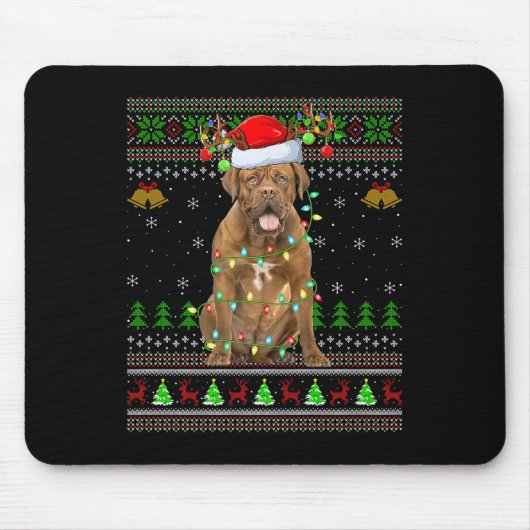 Dogue De Bordeaux Dog Ugly Christmas Sweaters Holi Muismat (Voorkant)