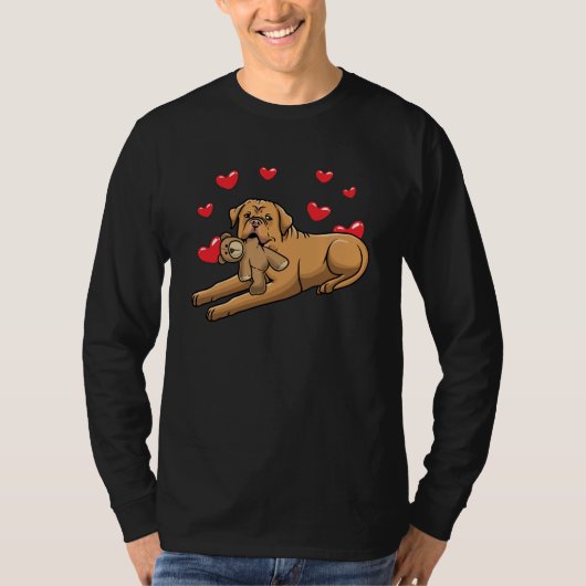 Dogue de Bordeaux Dog with Stuffile Animal T-shirt (Voorkant)