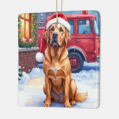 Dogue de Bordeaux Firefighter Station Santa Hat Keramisch Ornament (Links)