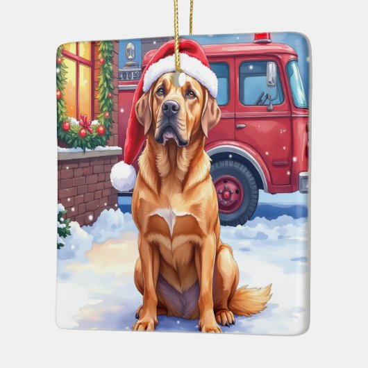 Dogue de Bordeaux Firefighter Station Santa Hat Keramisch Ornament (Links)