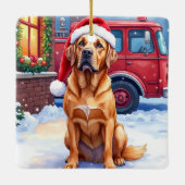 Dogue de Bordeaux Firefighter Station Santa Hat Keramisch Ornament (Achterkant)