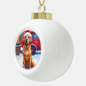 Dogue de Bordeaux Firefighter Station Santa Hat Keramische Bal Ornament (Rechts)