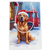 Dogue de Bordeaux Firefighter Station Santa Hat Medium Cadeauzakje (Voorkant)