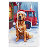 Dogue de Bordeaux Firefighter Station Santa Hat Medium Cadeauzakje (Achterkant)