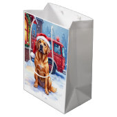 Dogue de Bordeaux Firefighter Station Santa Hat Medium Cadeauzakje (Achterkant Gekanteld)