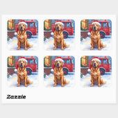 Dogue de Bordeaux Firefighter Station Santa Hat Vierkante Sticker (Vel)