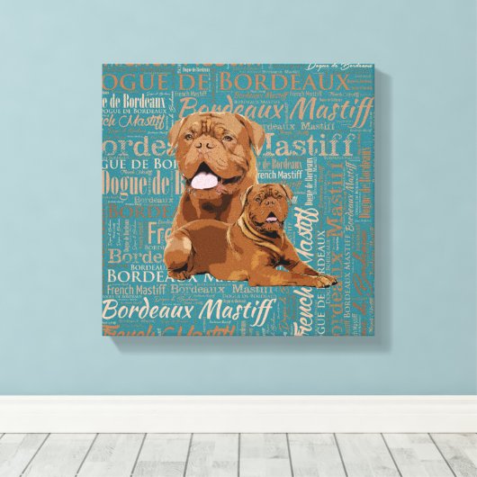 Dogue de Bordeaux - French Mastiff Canvas Afdruk (Insitu (Houten vloer))