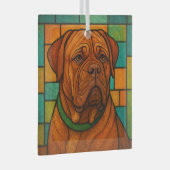 Dogue de Bordeaux "Glas in lood" Glas Ornament (Voorkant Rechts)