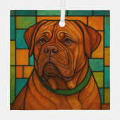 Dogue de Bordeaux "Glas in lood" Glas Ornament (Achterkant)
