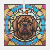 Dogue de Bordeaux "Glas in lood" Glas Ornament (Voorkant)