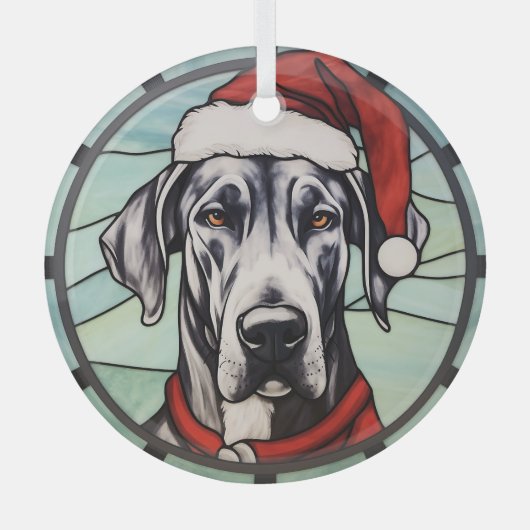 Dogue de Bordeaux Glas in Lood Kerstmis Ornament (Voorkant)