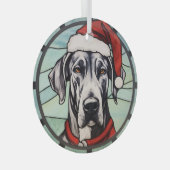 Dogue de Bordeaux Glas in Lood Kerstmis Ornament (Voorkant Rechts)