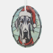 Dogue de Bordeaux Glas in Lood Kerstmis Ornament (Voorkant links)