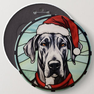 Dogue de Bordeaux Glas in Lood Kerstmis Ronde Button 6,0 Cm