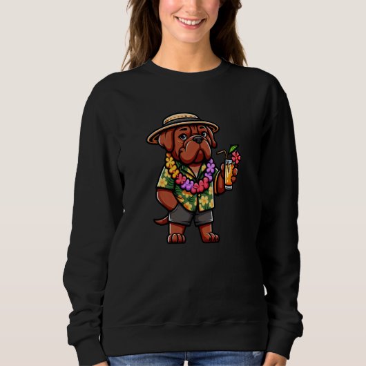Dogue De Bordeaux Hawaii Hond Grappig Zomer Trui (Voorkant)