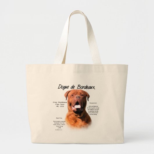Dogue de Bordeaux History Design Grote Tote Bag (Voorkant)