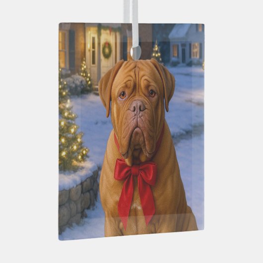 Dogue De Bordeaux Holiday Ornament (Voorkant Rechts)