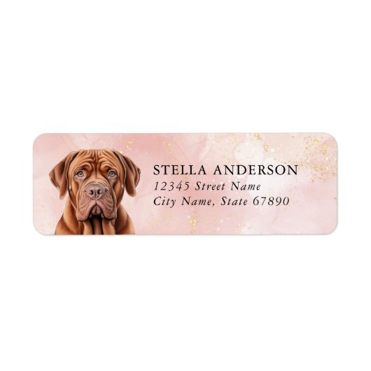 Dogue de Bordeaux Hond Retouradres Labels (Voorkant)