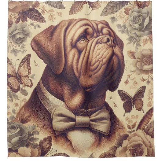  Dogue de Bordeaux Illustratie Douchegordijn (Voorkant)