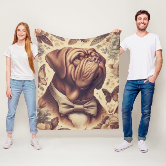 Dogue de Bordeaux Illustratie Fleece Deken (In situ)