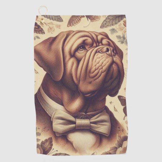  Dogue de Bordeaux Illustratie Golfhanddoek (Voorkant)