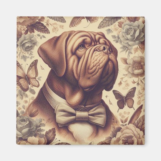 Dogue de Bordeaux Illustratie Magneet (Voorkant)