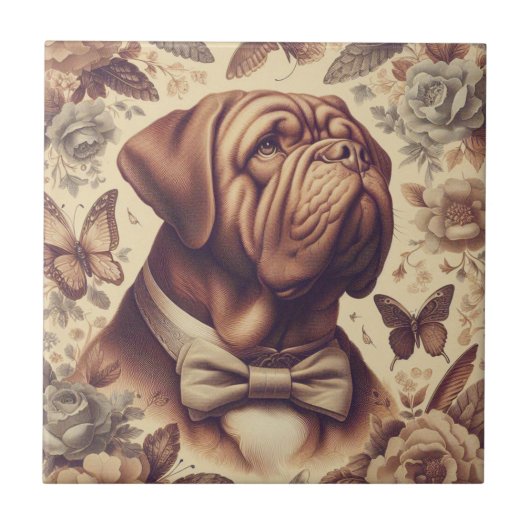  Dogue de Bordeaux Illustratie Tegeltje (Voorkant)