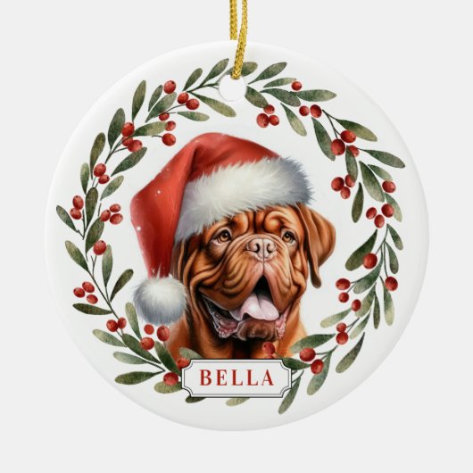 Dogue de Bordeaux Keramische Cirkel Ornament (Voorkant)