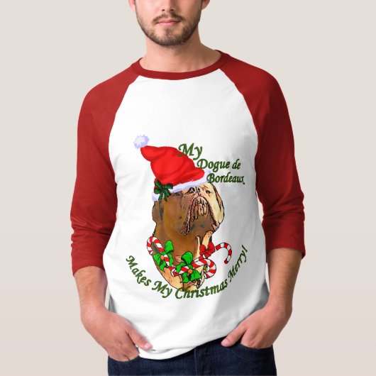 Dogue de Bordeaux kerstcadeaus T-shirt (Voorkant)