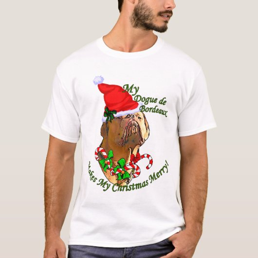 Dogue de Bordeaux kerstcadeaus T-shirt (Voorkant)