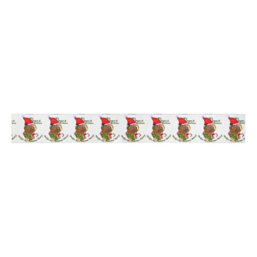 Dogue de Bordeaux Kerstmis Grosgrain Lint (Voorkant)